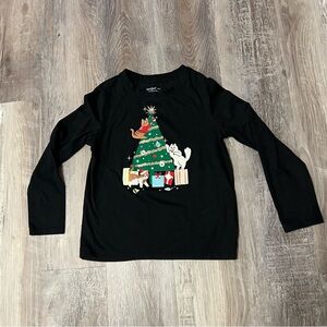 Cat & Jack Black Holiday Tree Long Sleeve Tee